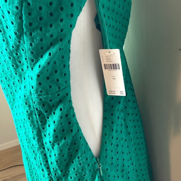 50% off NWT Anthropologie Maeve green eyelet dress 10 Medium free shipping - Picture 10 of 14
